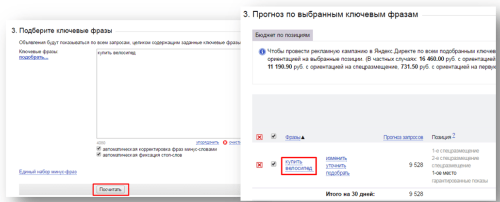 Анализ рекламных объявлений конкурентов с помощью «Прогноза бюджета» Яндекса